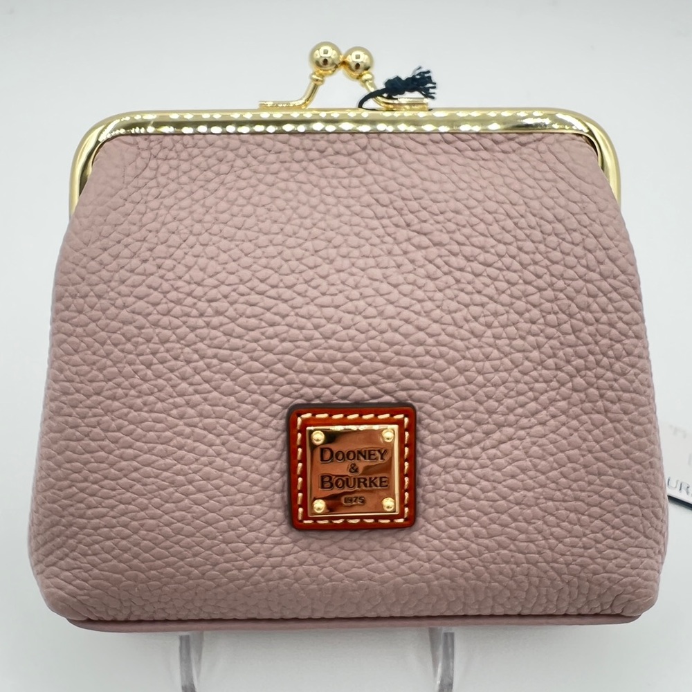 Dooney & Bourke Rose Pink Pebbled Leather Kiss-Lock Coin Purse